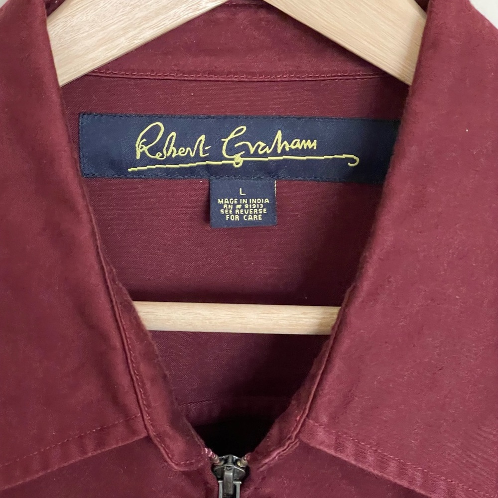 Robert Graham Burgundy Canvas Full Zip Jacket Men’s size Large - Picture 8 of 8